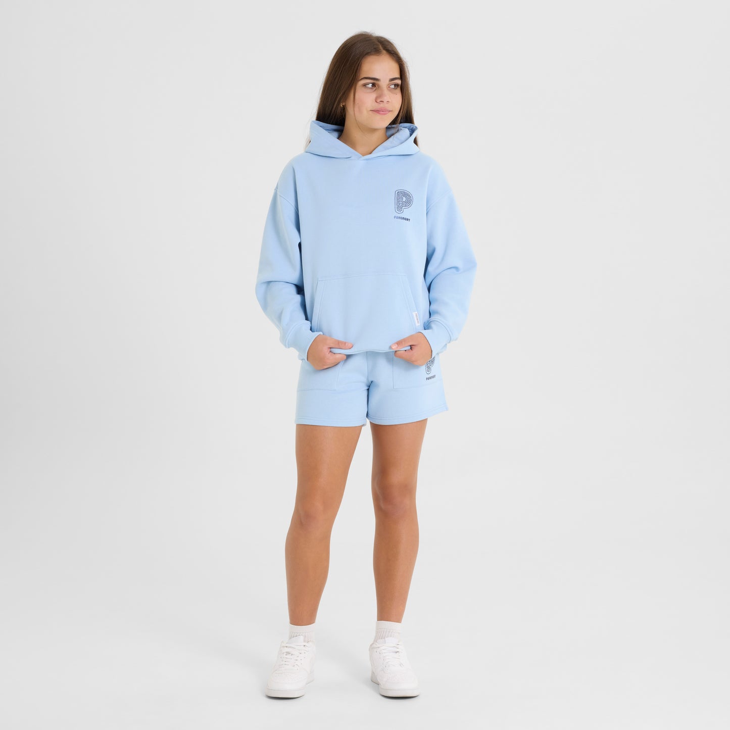 Light Blue Embellished Shorts