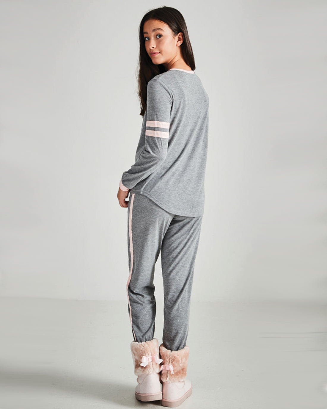 Striped Bunny Sleep Pyjama Pant - Grey Marle