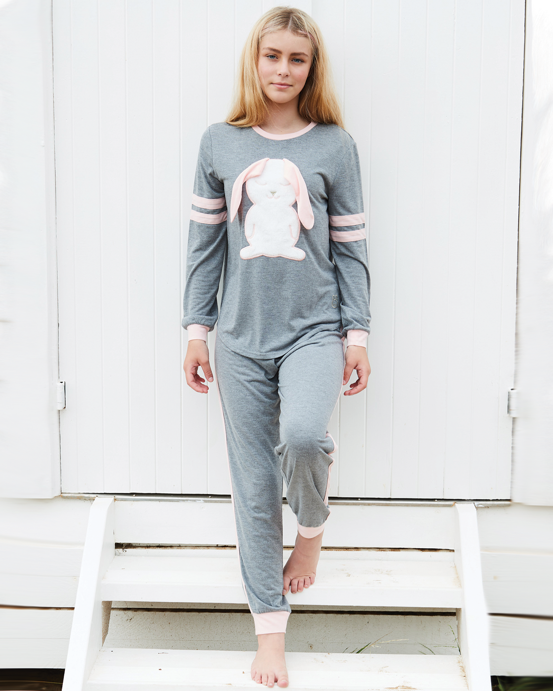 Striped Bunny Sleep Pyjama Top - Cuddle with Bunny