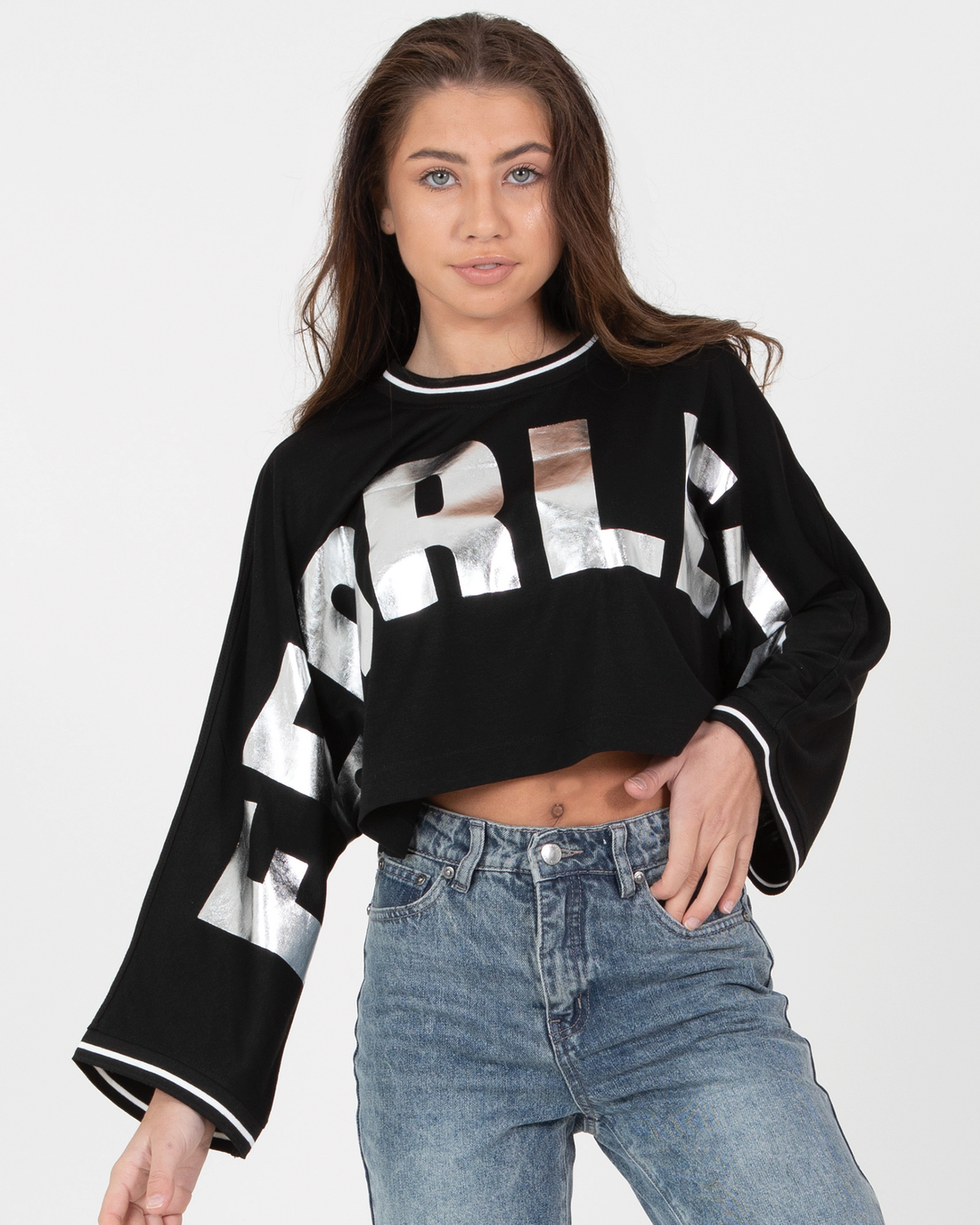 Meryl Top - Black Beauty with Silver Foil
