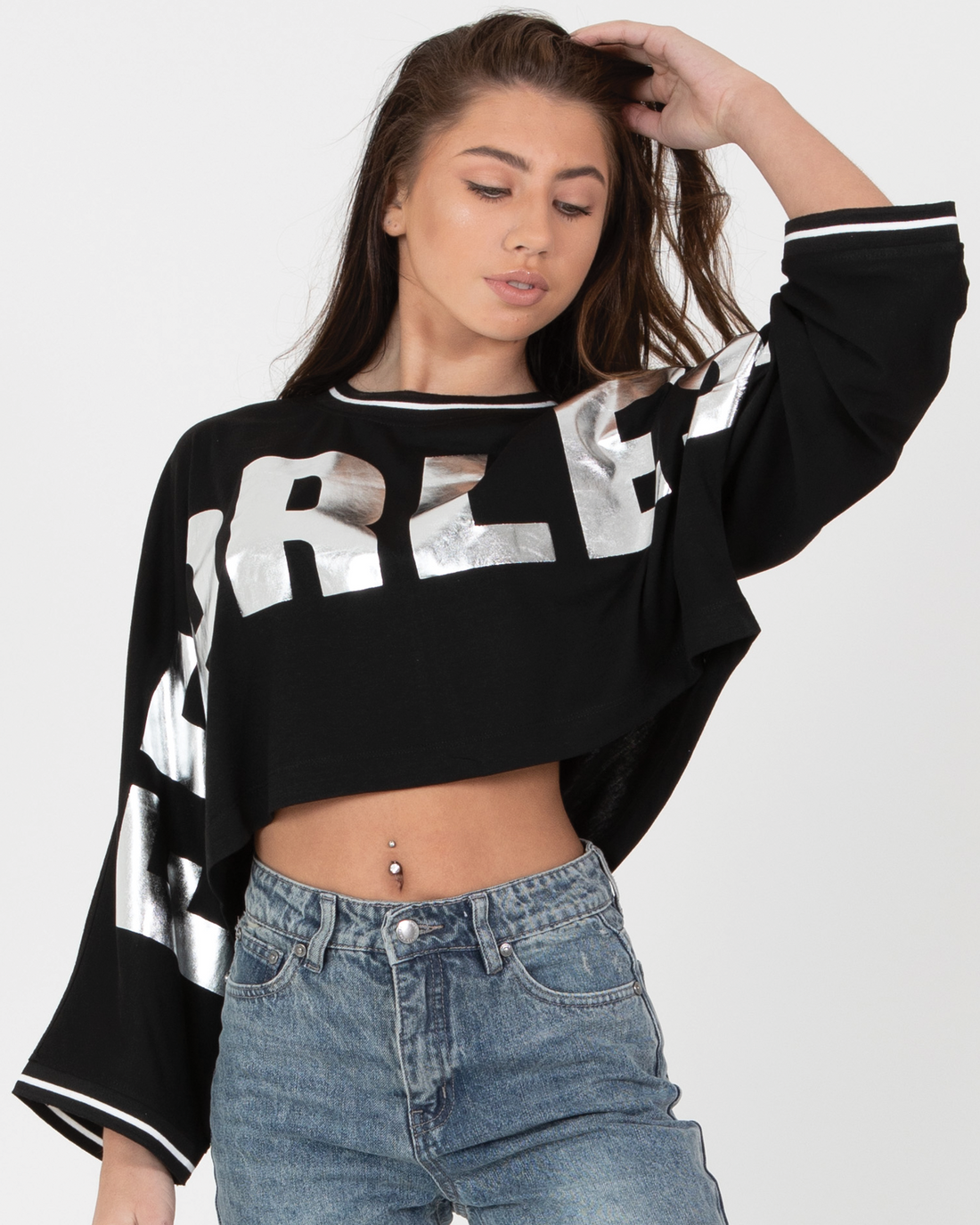 Meryl Top - Black Beauty with Silver Foil
