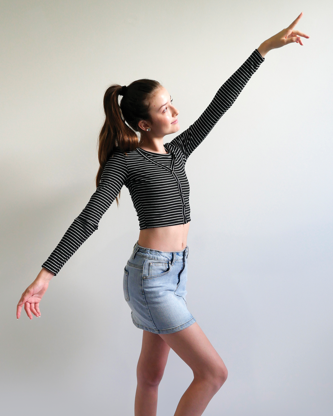 Lisa Crop Top - Midnight Black/White Stripes