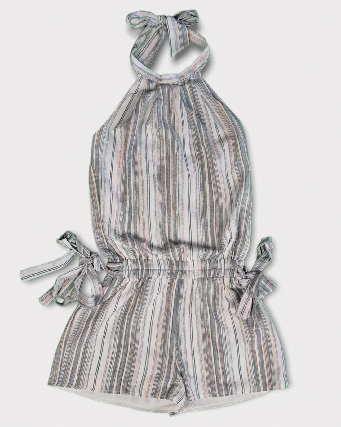 Maude Playsuit in Striped Crinkle Viscose